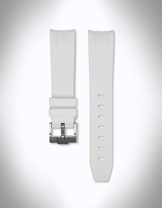 Kautschuk-Uhrenarmband für OMEGA X Swatch Speedmaster MoonSwatch – 20 mm, Curved, Weiß
