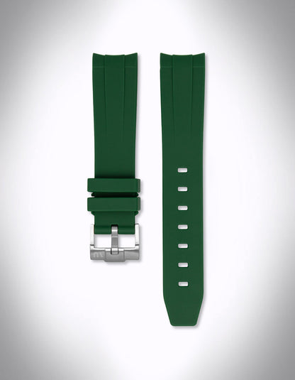 Kautschuk-Uhrenarmband für OMEGA X Swatch Speedmaster MoonSwatch – 20 mm, Curved, Dunkelgrün