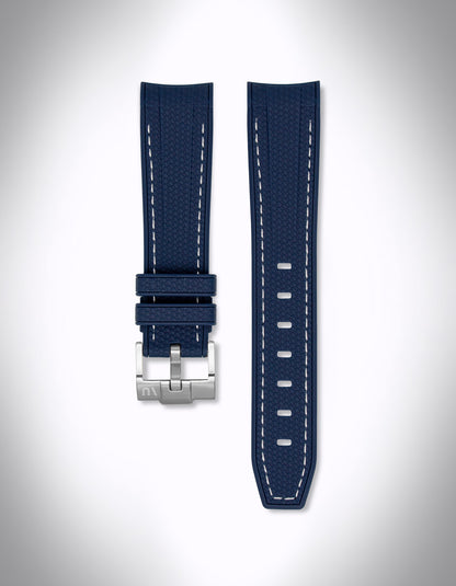 Kautschuk-Uhrenarmband für OMEGA X Swatch Speedmaster MoonSwatch – 20 mm, Curved, Rautenprägung, Blau