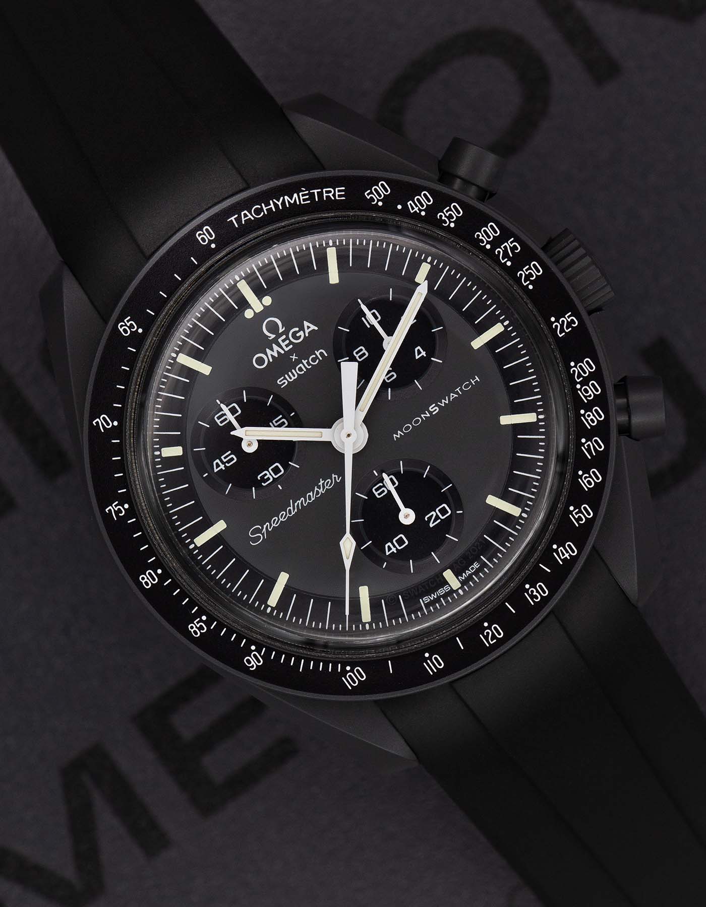 Kautschuk-Uhrenarmband „New Moon“ für OMEGA X Swatch Speedmaster MoonSwatch – 20 mm, LSR, Curved, Schwarz