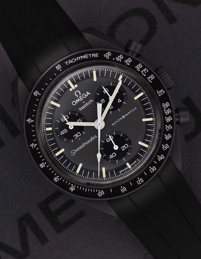 Kautschuk-Uhrenarmband „New Moon“ für OMEGA X Swatch Speedmaster MoonSwatch – 20 mm, LSR, Curved, Schwarz
