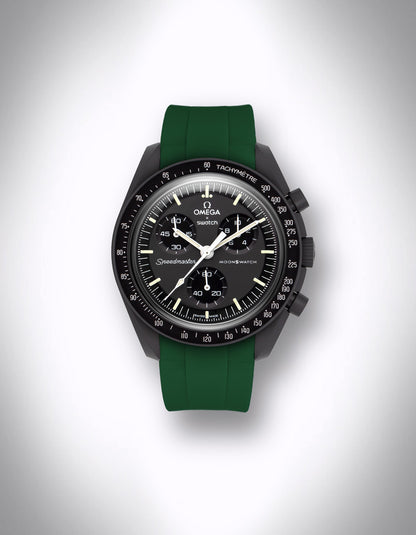 Kautschuk-Uhrenarmband für OMEGA X Swatch Speedmaster MoonSwatch – 20 mm, Curved, Dunkelgrün