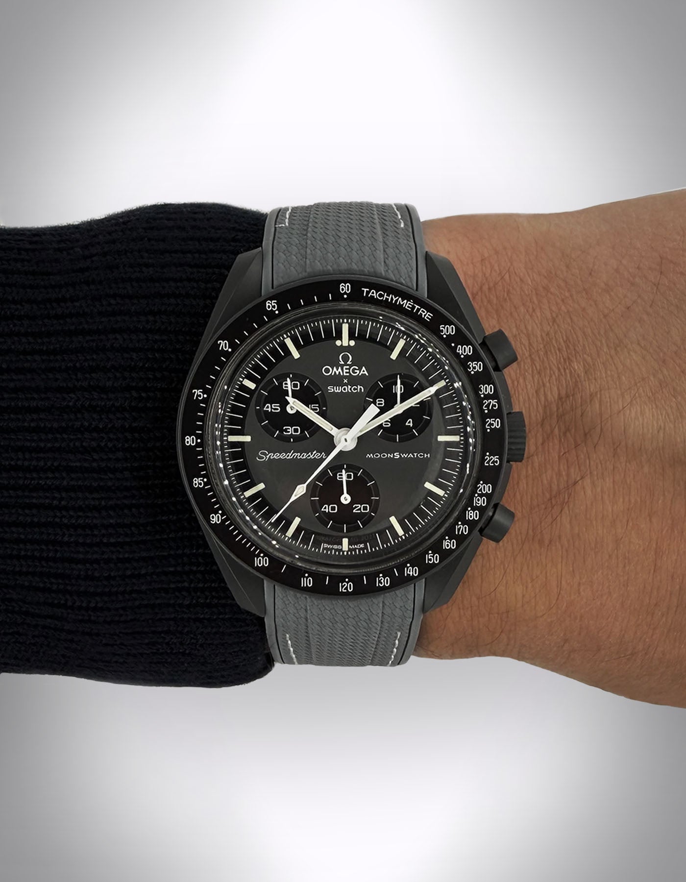 Kautschuk-Uhrenarmband für OMEGA X Swatch Speedmaster MoonSwatch – 20 mm, Curved, Grau