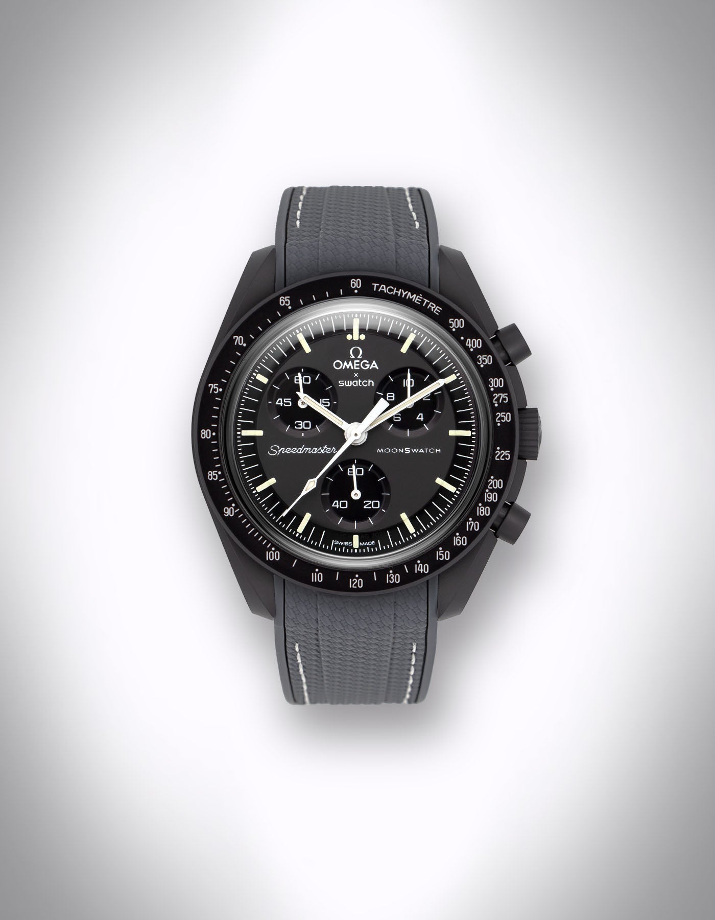 Kautschuk-Uhrenarmband für OMEGA X Swatch Speedmaster MoonSwatch – 20 mm, Curved, Grau