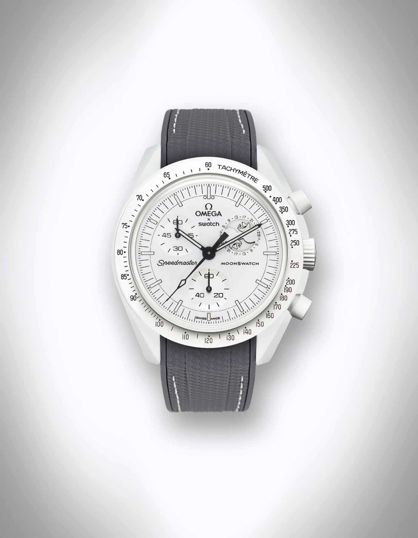 Kautschuk-Uhrenarmband für OMEGA X Swatch Speedmaster MoonSwatch – 20 mm, Curved, Grau