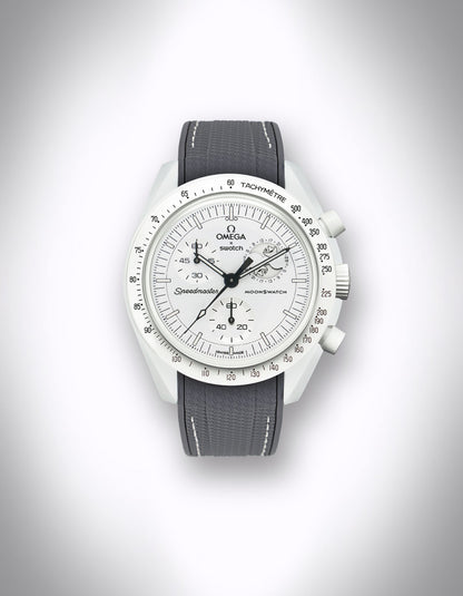 Kautschuk-Uhrenarmband für OMEGA X Swatch Speedmaster MoonSwatch – 20 mm, Curved, Grau