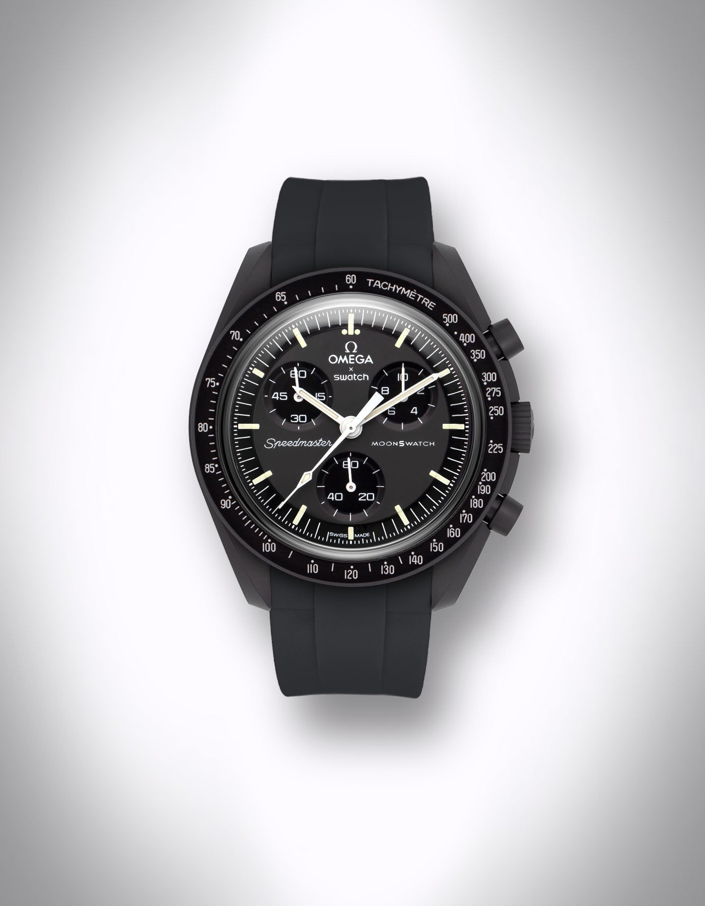 Kautschuk-Uhrenarmband „New Moon“ für OMEGA X Swatch Speedmaster MoonSwatch – 20 mm, LSR, Curved, Schwarz