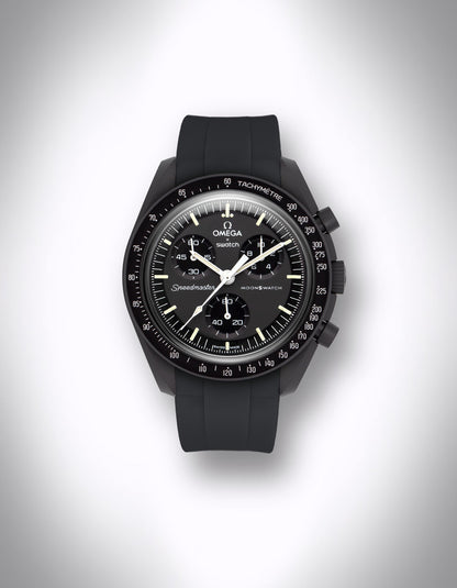 Kautschuk-Uhrenarmband „New Moon“ für OMEGA X Swatch Speedmaster MoonSwatch – 20 mm, LSR, Curved, Schwarz