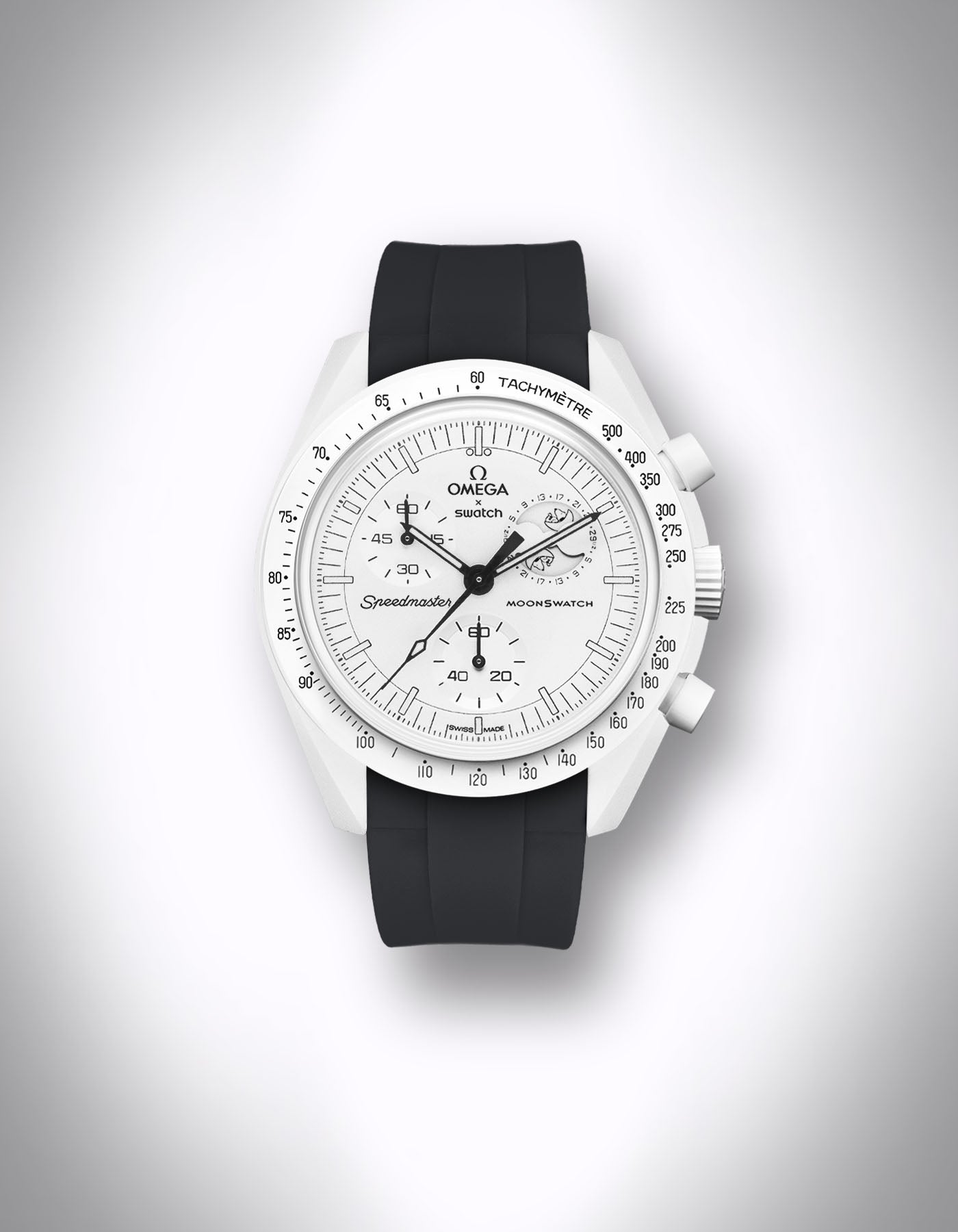 Kautschuk-Uhrenarmband „New Moon“ für OMEGA X Swatch Speedmaster MoonSwatch – 20 mm, LSR, Curved, Schwarz