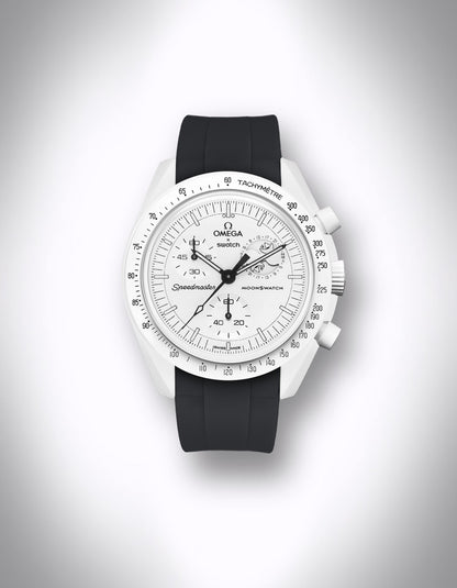 Kautschuk-Uhrenarmband „New Moon“ für OMEGA X Swatch Speedmaster MoonSwatch – 20 mm, LSR, Curved, Schwarz
