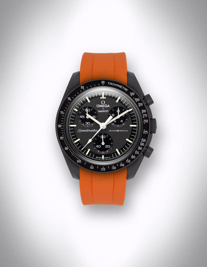 Kautschuk-Uhrenarmband für OMEGA X Swatch Speedmaster MoonSwatch – 20 mm, Curved, Hellorange