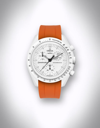 Kautschuk-Uhrenarmband für OMEGA X Swatch Speedmaster MoonSwatch – 20 mm, Curved, Hellorange