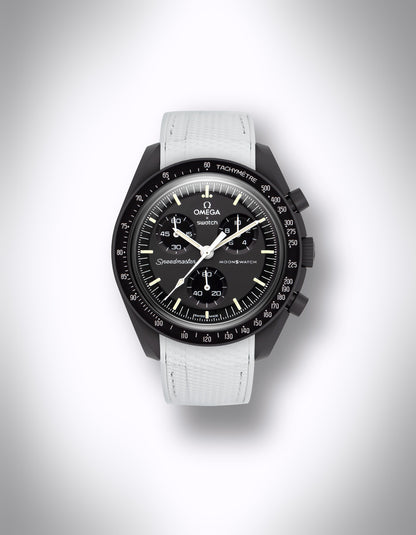Kautschuk Uhrenarmband für OMEGA X Swatch Speedmaster MoonSwatch – 20 mm, Curved, Rautenprägung, Weiß