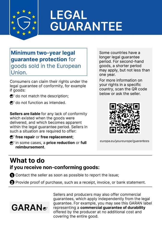 Official EU notice on legal guarantee rights